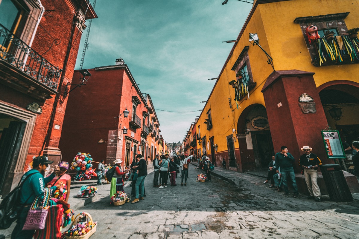 Colorful Mexican beach scene